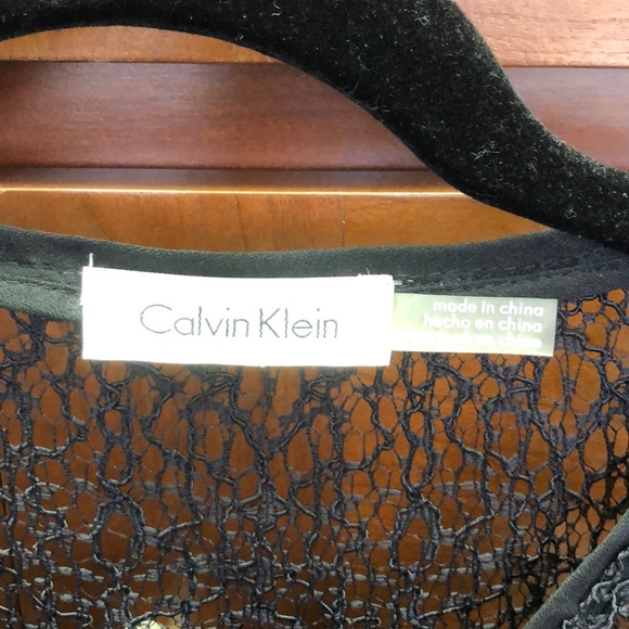 NWOT Calvin Klein Long sleeve lace black blouse - Picture 6 of 8